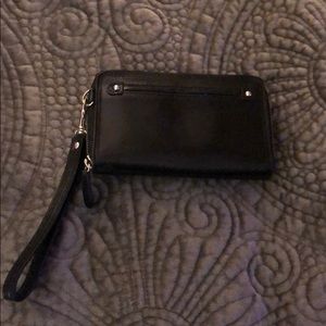 Black leather wristlet